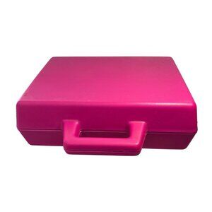 Vintage Barbie Pink Plastic Storage Carrying Case With Handle & Hinges 13 x 9.5"